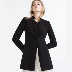 ZARA NWT Long Line Fitted Blazer Black